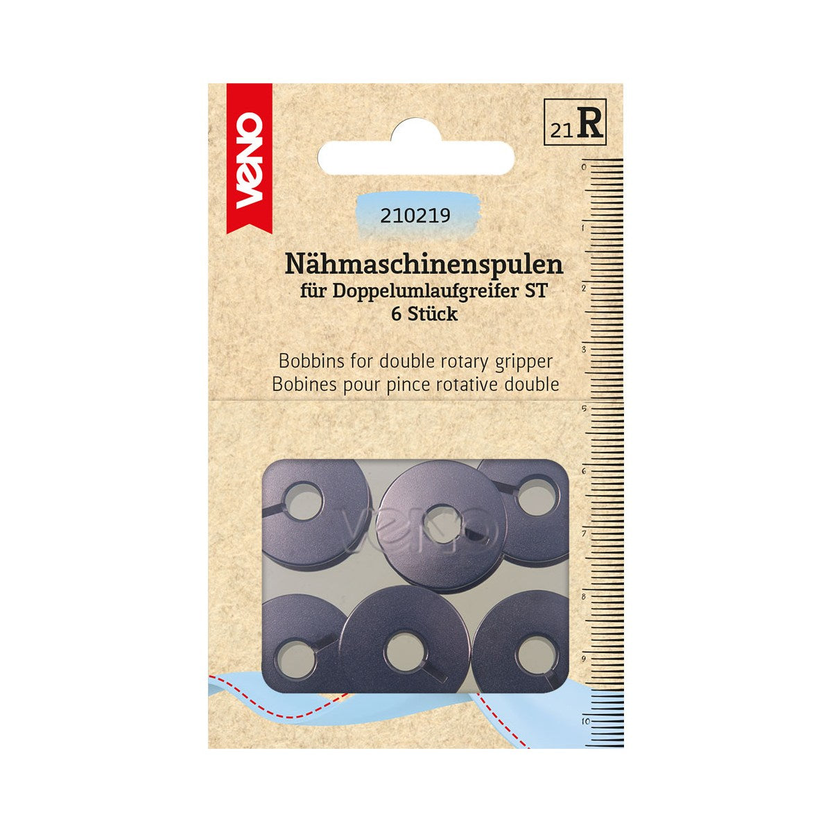 VENO Doppelumlauf Spule Metall 210219 – 6 Ersatzspulen für Nähmaschinen